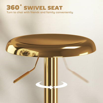 Canmore Modern Adjustable Counter/Bar Stools with Swivel-Set of 2-Gold