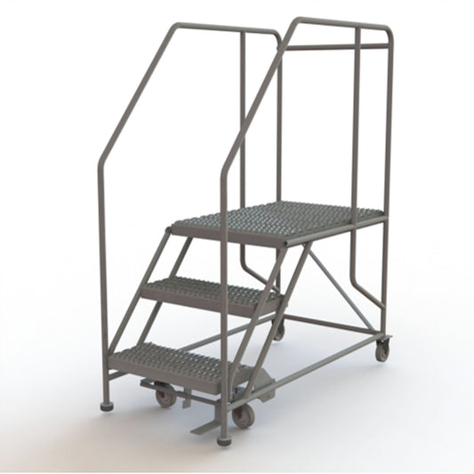 Mobile Work Platform, Steel, 3 Steps, 30" H, 35" D, 24" Step, Serrated