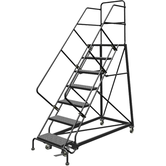 Safety Slope Rolling Ladder, 7 Steps, Perforated, 50° Incline, 70" High