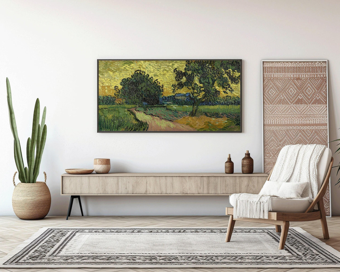 Van Gogh Landscape at Twilight Print: Impressionist Panoramic Art