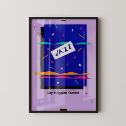Affiche musicale rétro style années 80 - Jazz (USIA/Jay Hoggard Quintet) | Disponible encadrée ou non encadrée