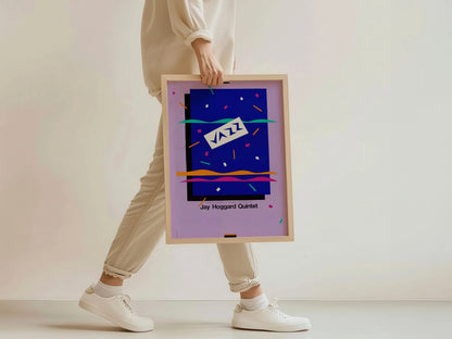 Affiche musicale rétro style années 80 - Jazz (USIA/Jay Hoggard Quintet) | Disponible encadrée ou non encadrée