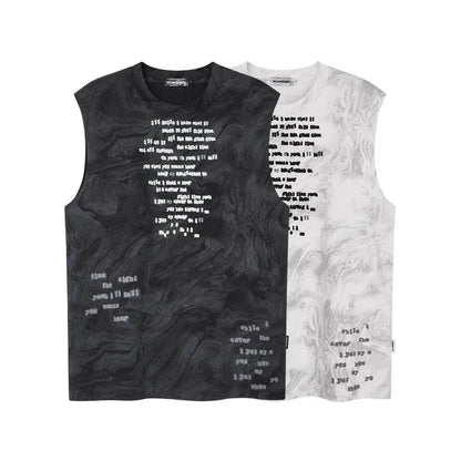 Vintage Batik Ink Letter Printing Tank Top Vest