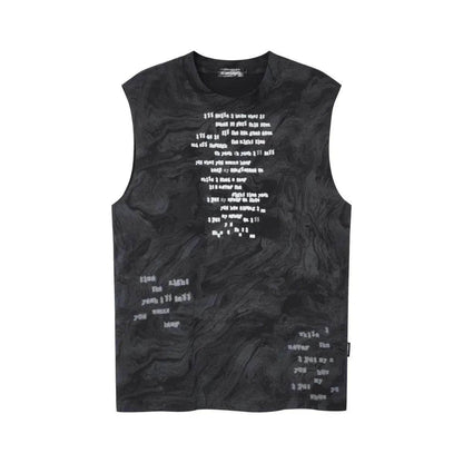 Vintage Batik Ink Letter Printing Tank Top Vest