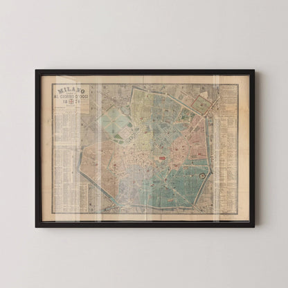 Vintage Milan Italy Map Print (available handframed or unframed)