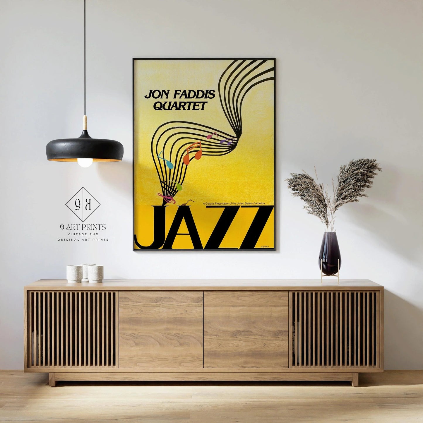 Affiche Musicale Vintage - Jazz (USIA/Jon Faddis Quartet) | Jaune Éclatant | Disponible encadrée à la main ou non encadrée