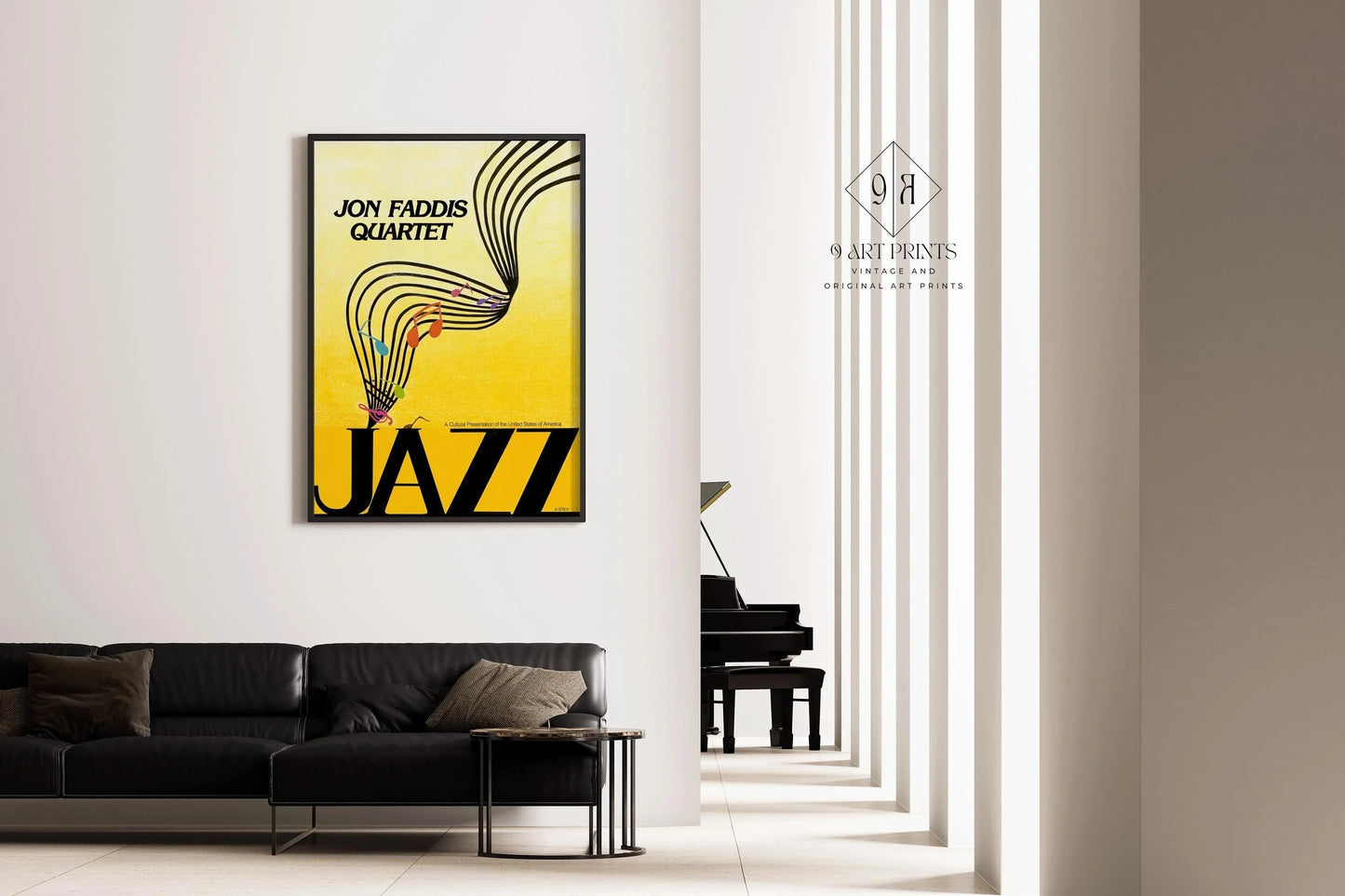 Affiche Musicale Vintage - Jazz (USIA/Jon Faddis Quartet) | Jaune Éclatant | Disponible encadrée à la main ou non encadrée