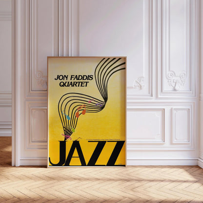 Affiche Musicale Vintage - Jazz (USIA/Jon Faddis Quartet) | Jaune Éclatant | Disponible encadrée à la main ou non encadrée