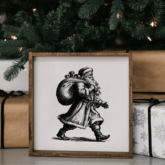 Père Noël rétro - Impression de Noël encadrée