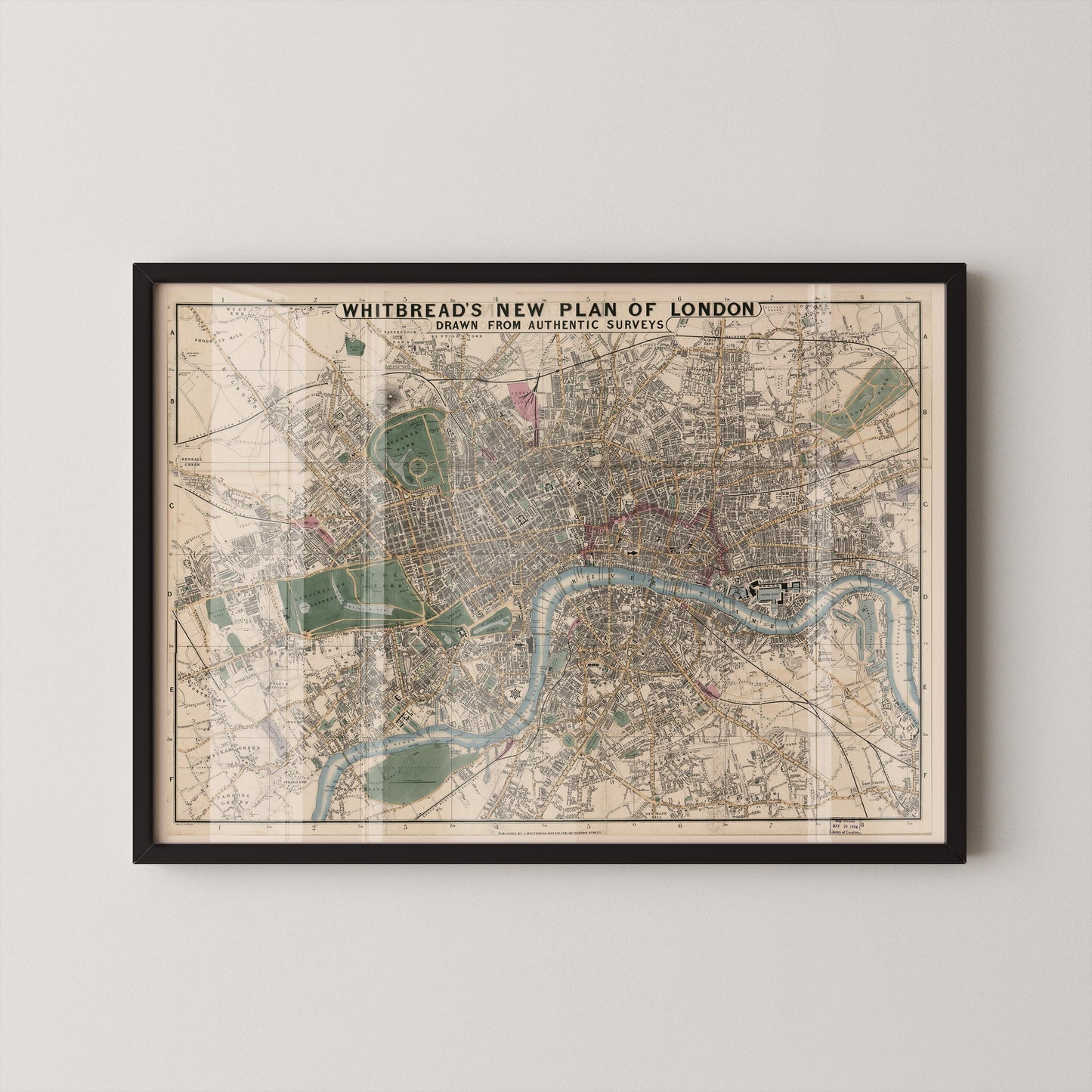 Vintage Whitbread's London Map Print (available handframed or unframed)