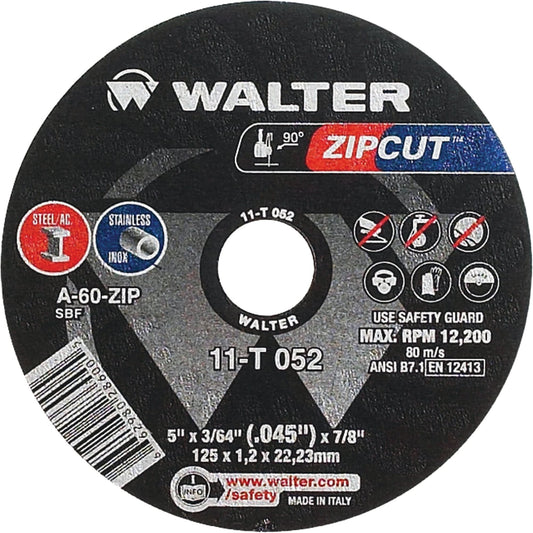Disque à tronçonner Zipcut™ 5" x 3/64", alésage 7/8", type 1, oxyde d'aluminium, 12200 tr/min