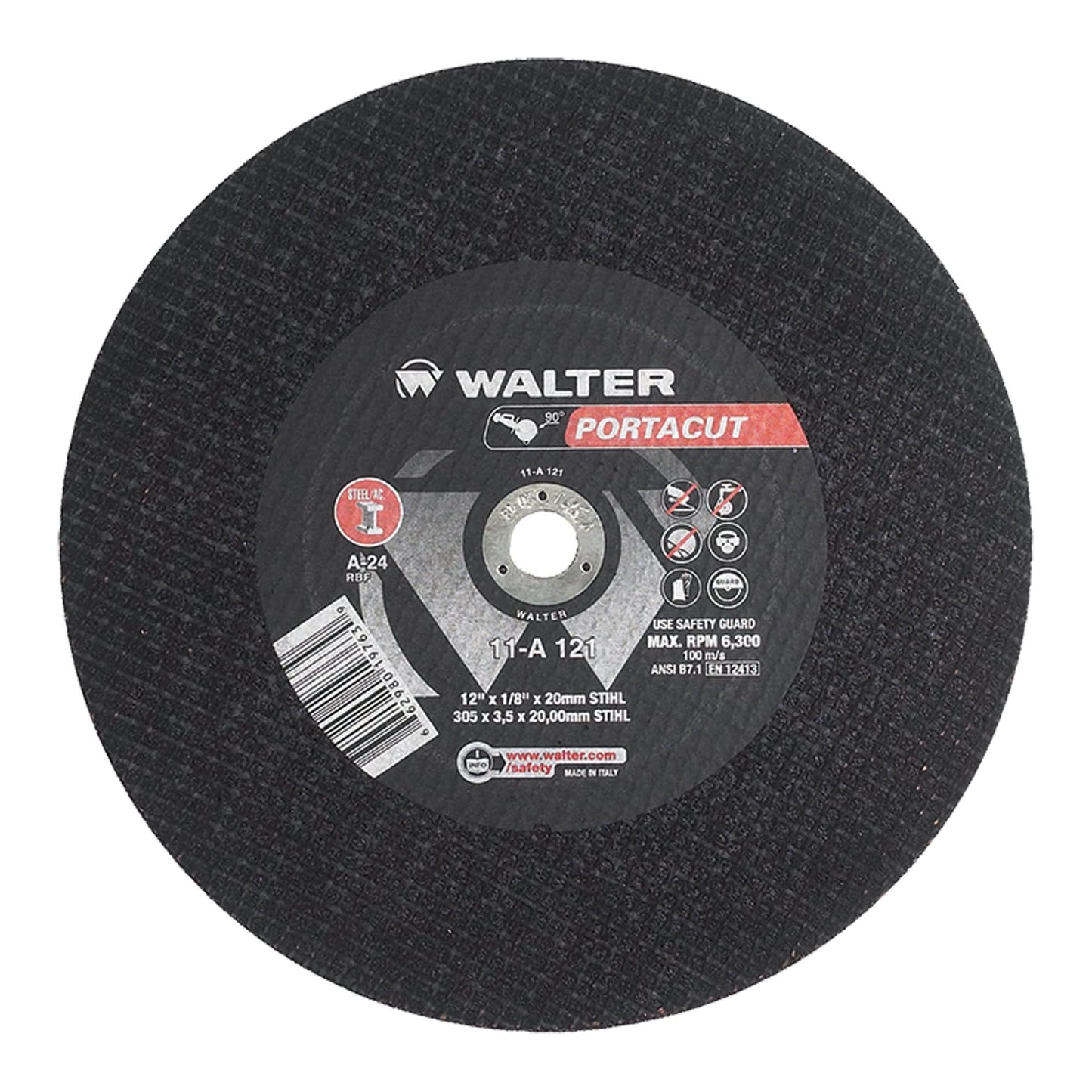Portacut™ High Speed Cut-Off Wheel, 12" x 1/8", 3/4" Arbor, Type 1, Aluminum Oxide, 6300 RPM