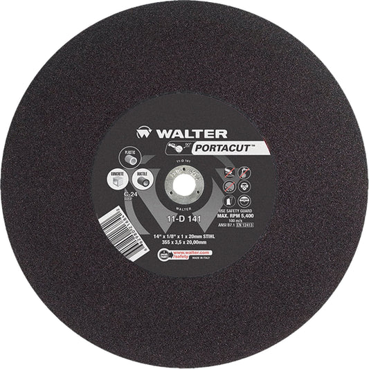 Portacut™ High Speed Cut-Off Wheel, 14" x 1/8", 3/4" Arbor, Type 1, Silicon Carbide, 5400 RPM