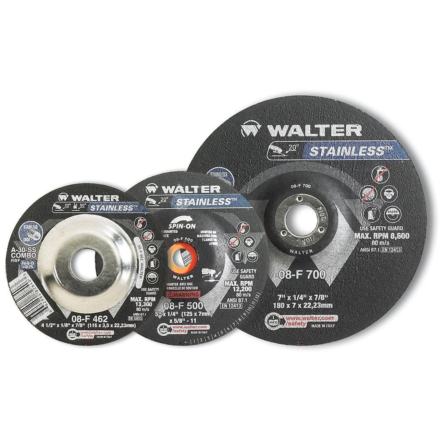 STAINLESS™ Grinding and Cutting Wheel, 4-1/2" x 1/4", 5/8"-11 Arbor, Type 28S, Aluminum Oxide, 13300 RPM