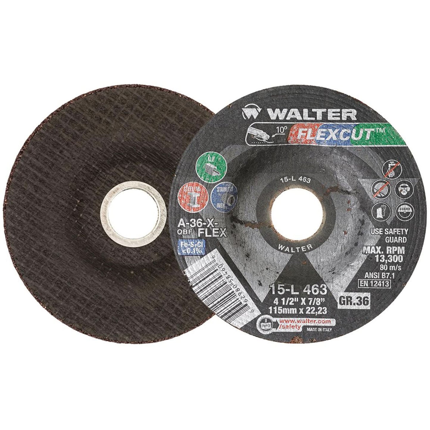 FLEXCUT™ Grinding Wheel, 4-1/2", 36 Grit, Aluminum Oxide, 7/8", 13300 RPM, Type 29