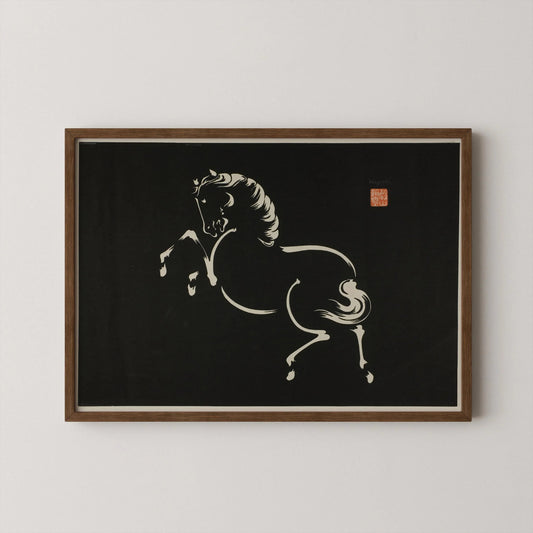 Vintage Japanese Horse Art Print: Wakyosai Giclee Fine Art