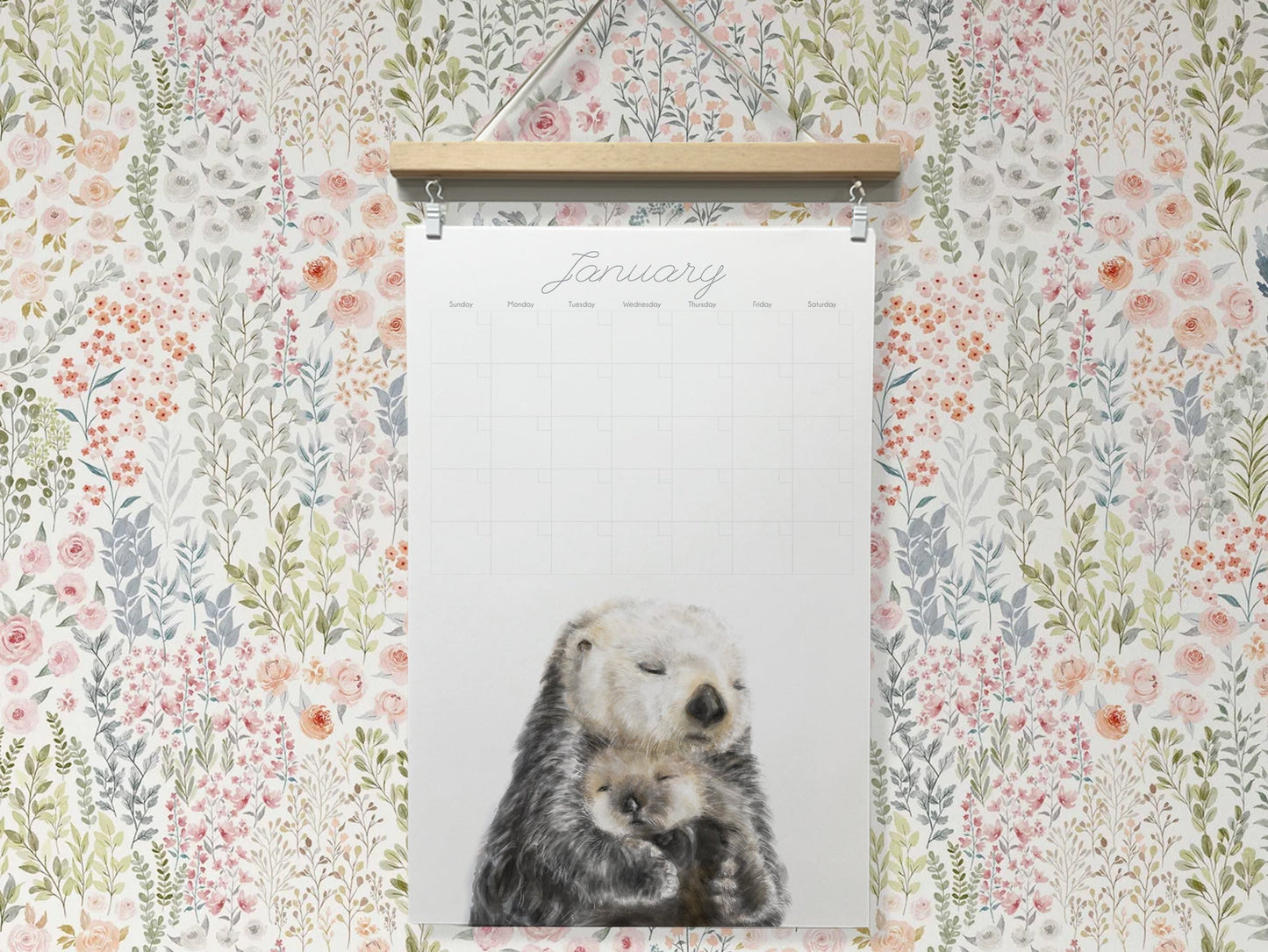 DATELESS Extra Large Wall Calendar with Magnetic Poster Hanger - BABY & MOM