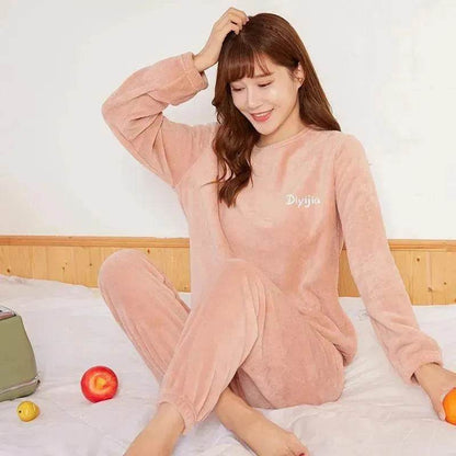 Warm Suit Women's Thick Coral Fleece Loungewear Suit