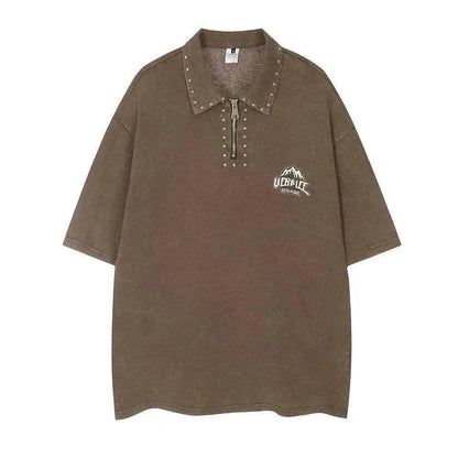 Washed And Worn Polo Shirt Men's Summer