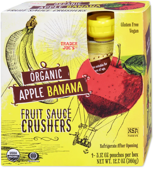 Compotes de fruits bio à presser Trader Joe's, Pomme Banane, 360g