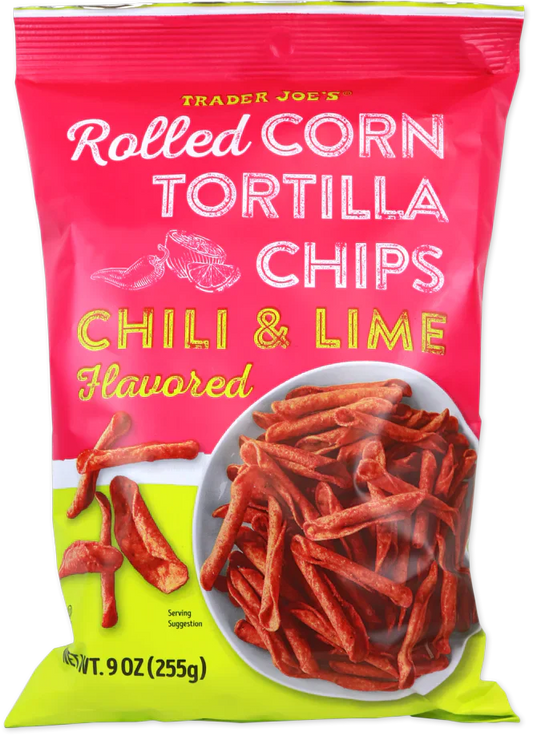 Trader Joe's Chili & Lime Flavoured Rolled Corn Tortilla Chips, 255g