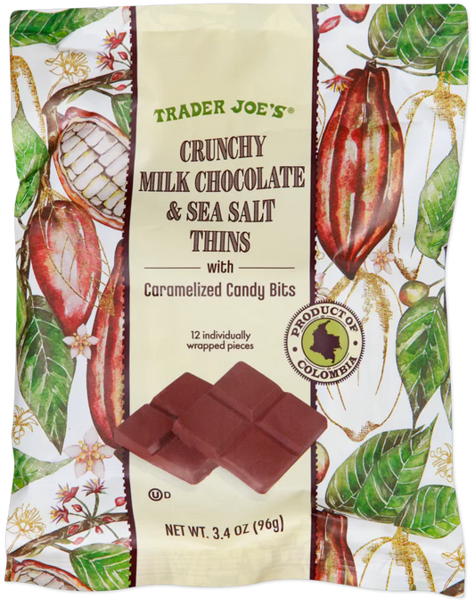 Fines tranches de chocolat au lait croquant et au sel de mer de Trader Joe's, 96 g