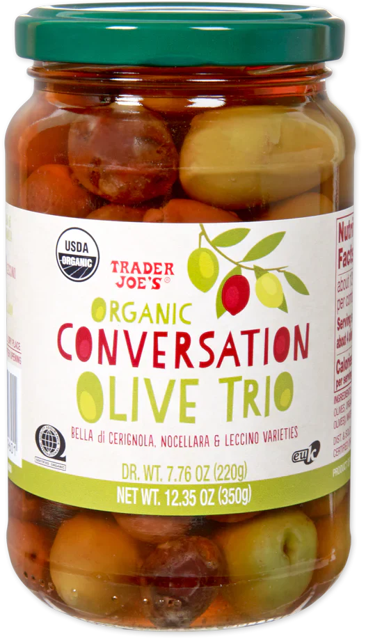 Trio d'olives bio « Conversation » de Trader Joe's, 350g