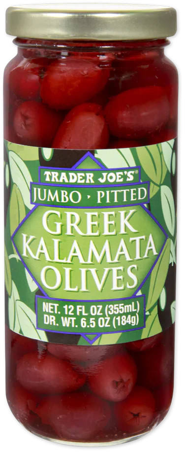Olives Kalamata grecques géantes dénoyautées Trader Joe's, 355 ml