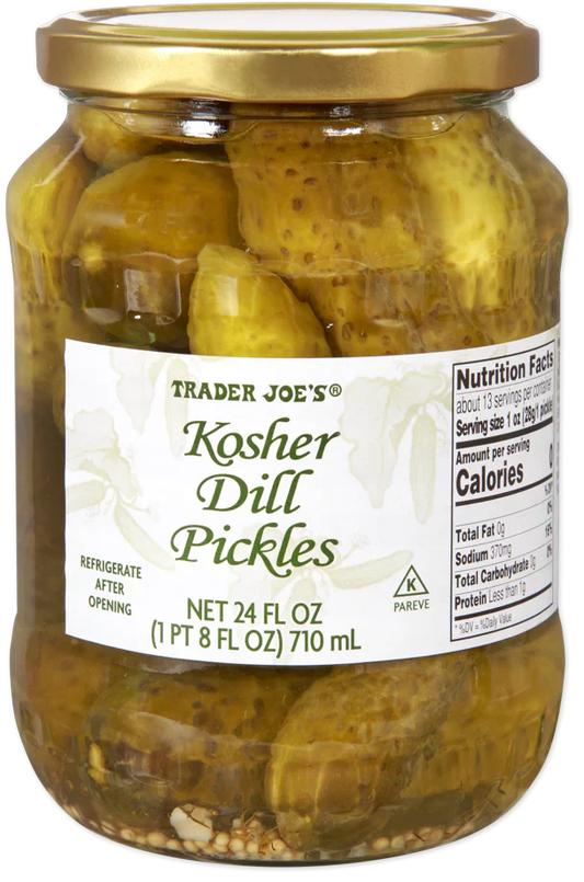Cornichons casher à l'aneth Trader Joe's, 710 ml