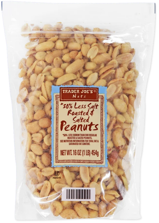 Cacahuètes grillées et salées 50 % moins de sel Trader Joe's, 454 g