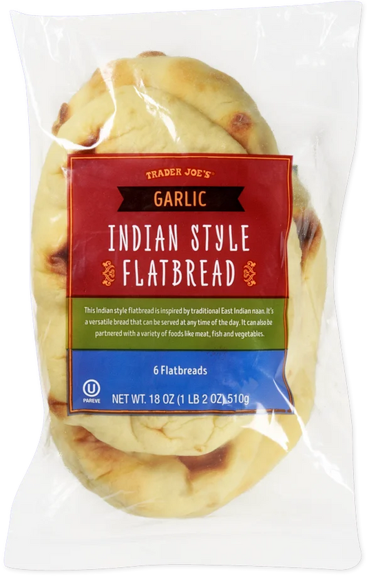 Pain plat indien à l'ail (naan) Trader Joe's, 510 g