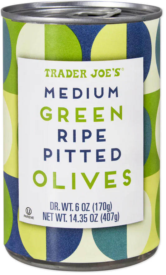 Trader Joe's Medium Green Ripe Pitted Olives, 407g