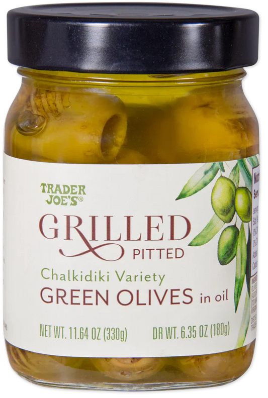 Olives vertes grillées dénoyautées Trader Joe's, 330g