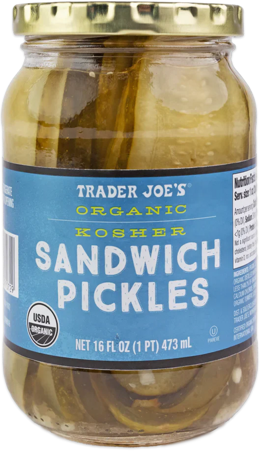Cornichons casher biologiques pour sandwichs Trader Joe's, 473 ml