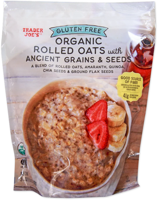 Flocons d'avoine biologiques roulés sans gluten avec céréales anciennes et graines, 680g, de Trader Joe's