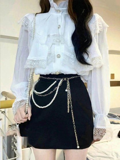 Haut à volants de style occidental pour femme