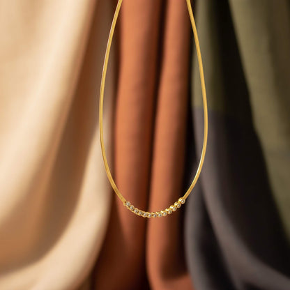 Trendy 18k Gold Plated Zirconia Diamond Choker Necklace