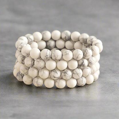 Howlite Gemstone Bead Bracelet | The Stone of Calm
