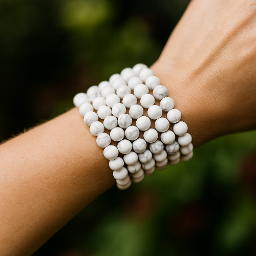 Howlite Gemstone Bead Bracelet | The Stone of Calm