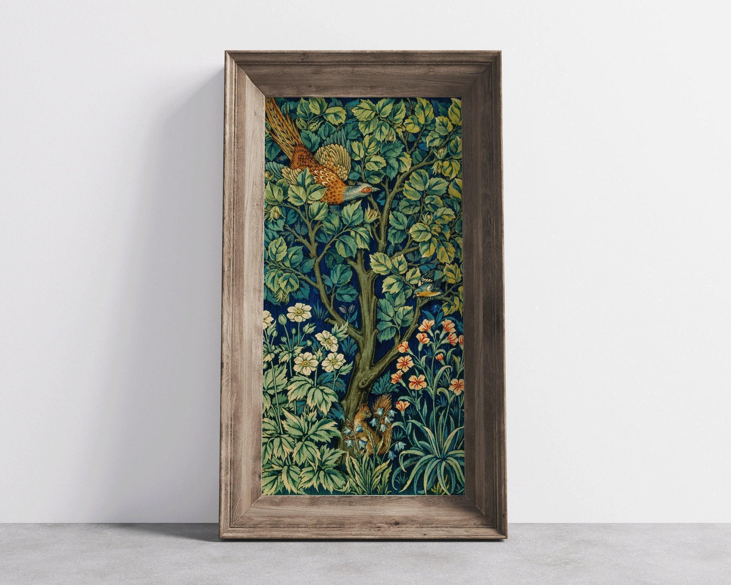 William Morris - Cock Pheasant and Squirrel PRINT  | Vintage Victorian Botanical Tall Vertical Art (available framed) 2x1