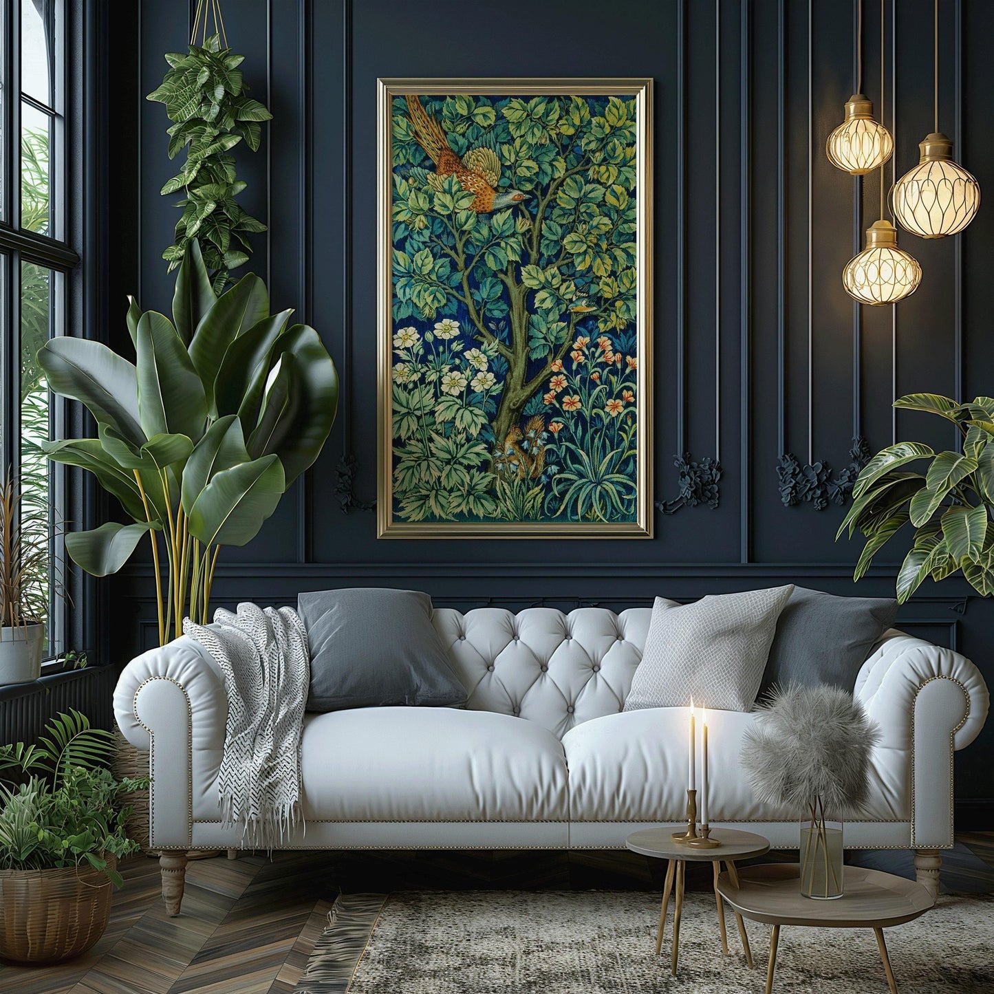 William Morris - Cock Pheasant and Squirrel PRINT  | Vintage Victorian Botanical Tall Vertical Art (available framed) 2x1