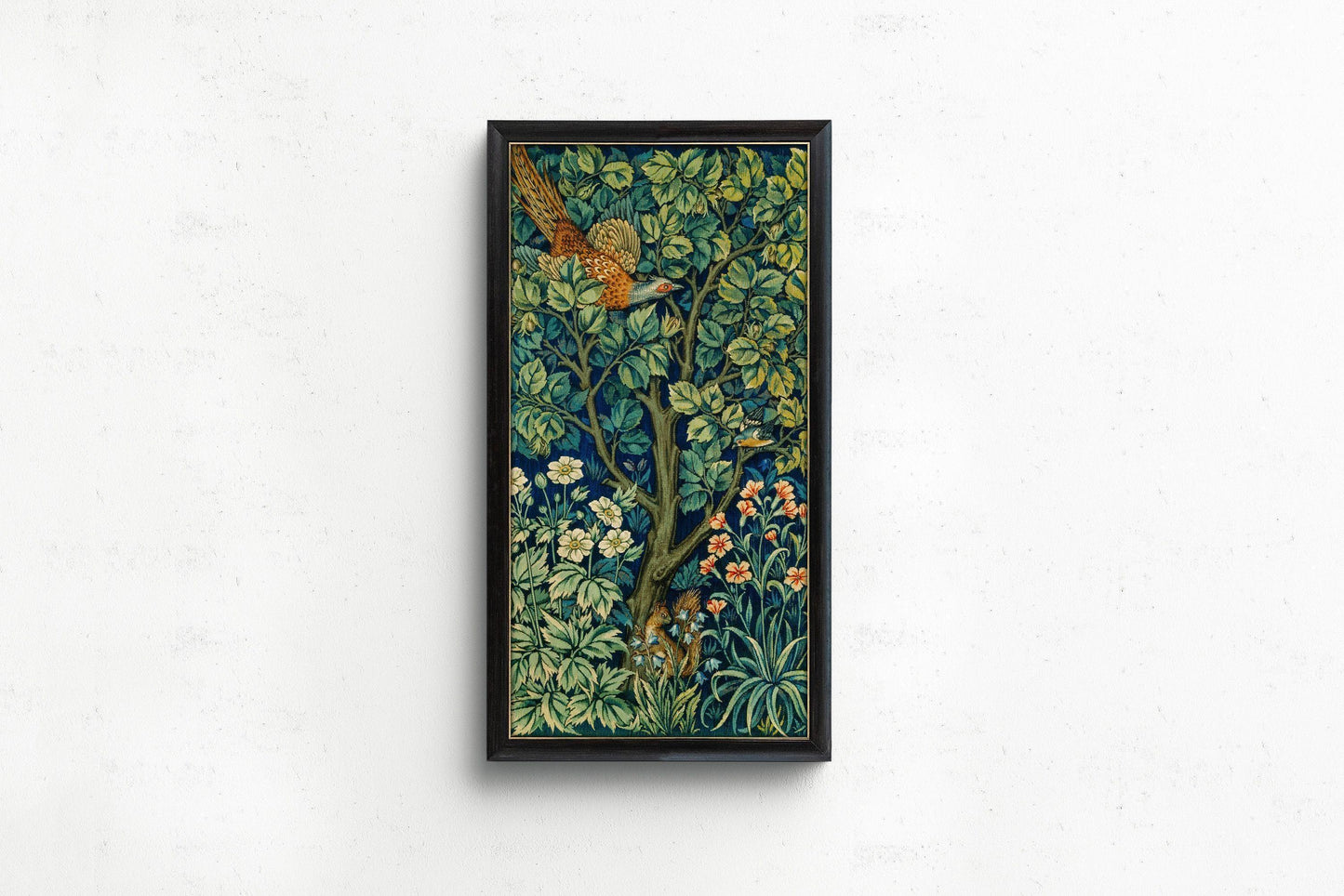 William Morris - Cock Pheasant and Squirrel PRINT  | Vintage Victorian Botanical Tall Vertical Art (available framed) 2x1