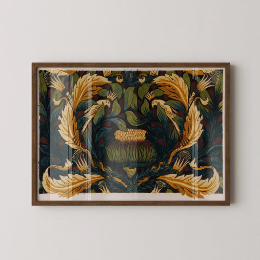 William Morris - Crowned Bird with Artichokes PRINT | A Magnificent Vintage Botanical Artwork (available handframed)