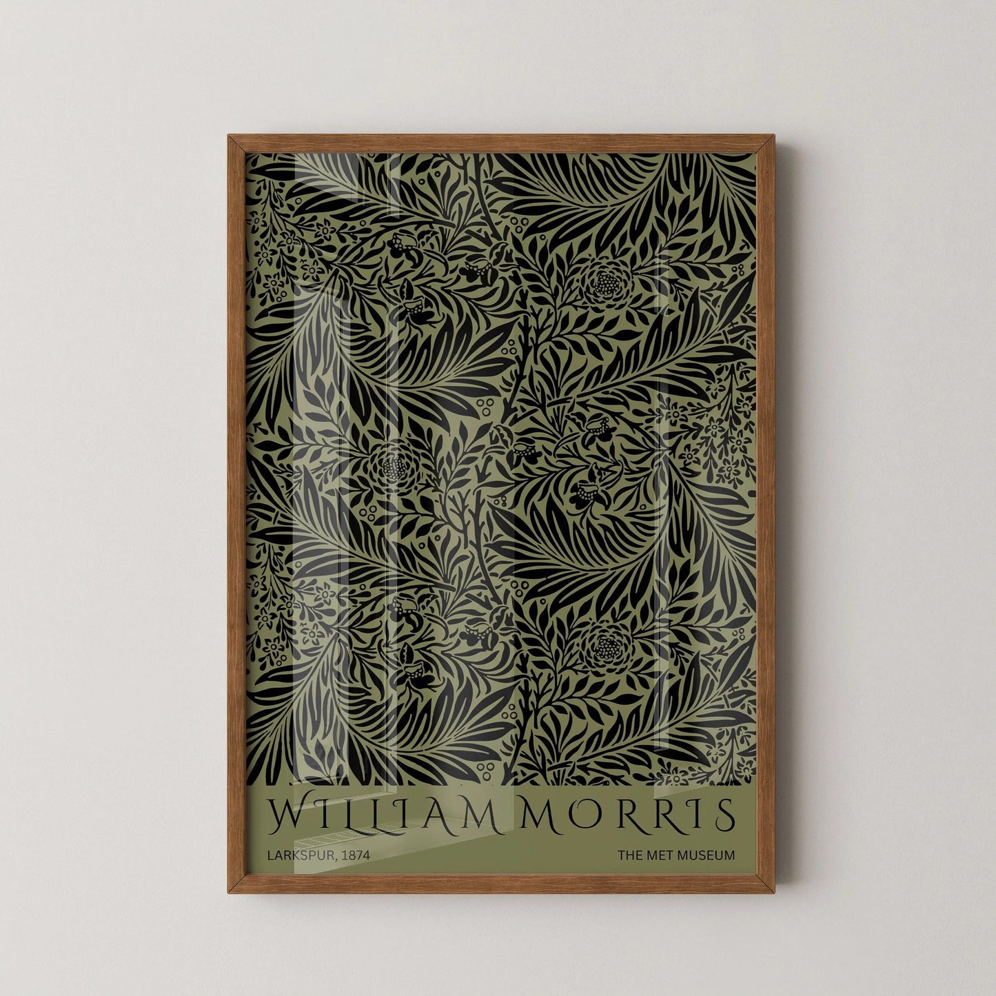 William Morris - Larkspur Green PRINT | Vintage Botanical Pattern Poster (available handframed or unframed)