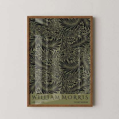 William Morris - Larkspur Green PRINT | Vintage Botanical Pattern Poster (available handframed or unframed)