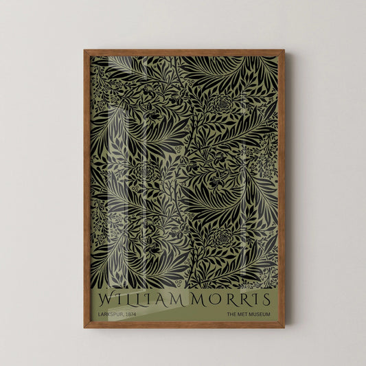 William Morris - Larkspur Green PRINT | Vintage Botanical Pattern Poster (available handframed or unframed)