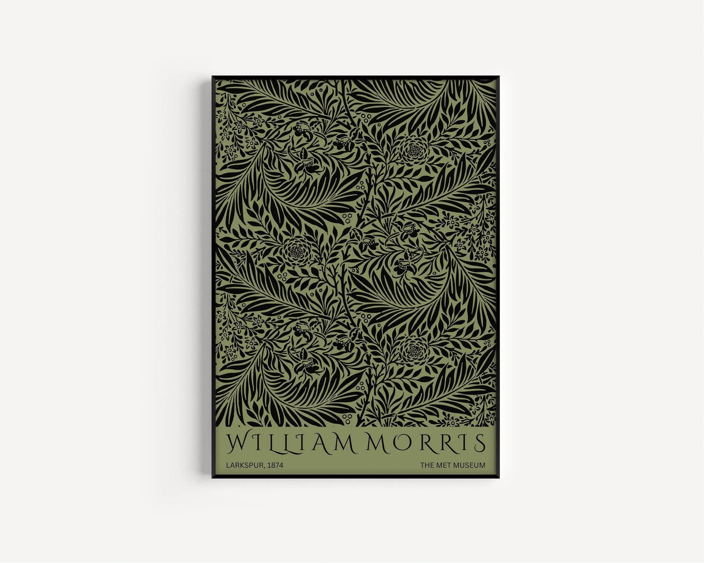 William Morris - Larkspur Green PRINT | Vintage Botanical Pattern Poster (available handframed or unframed)