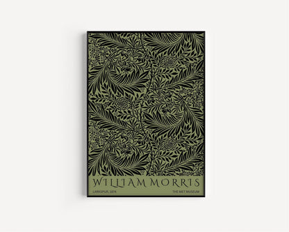 William Morris - Larkspur Green PRINT | Vintage Botanical Pattern Poster (available handframed or unframed)