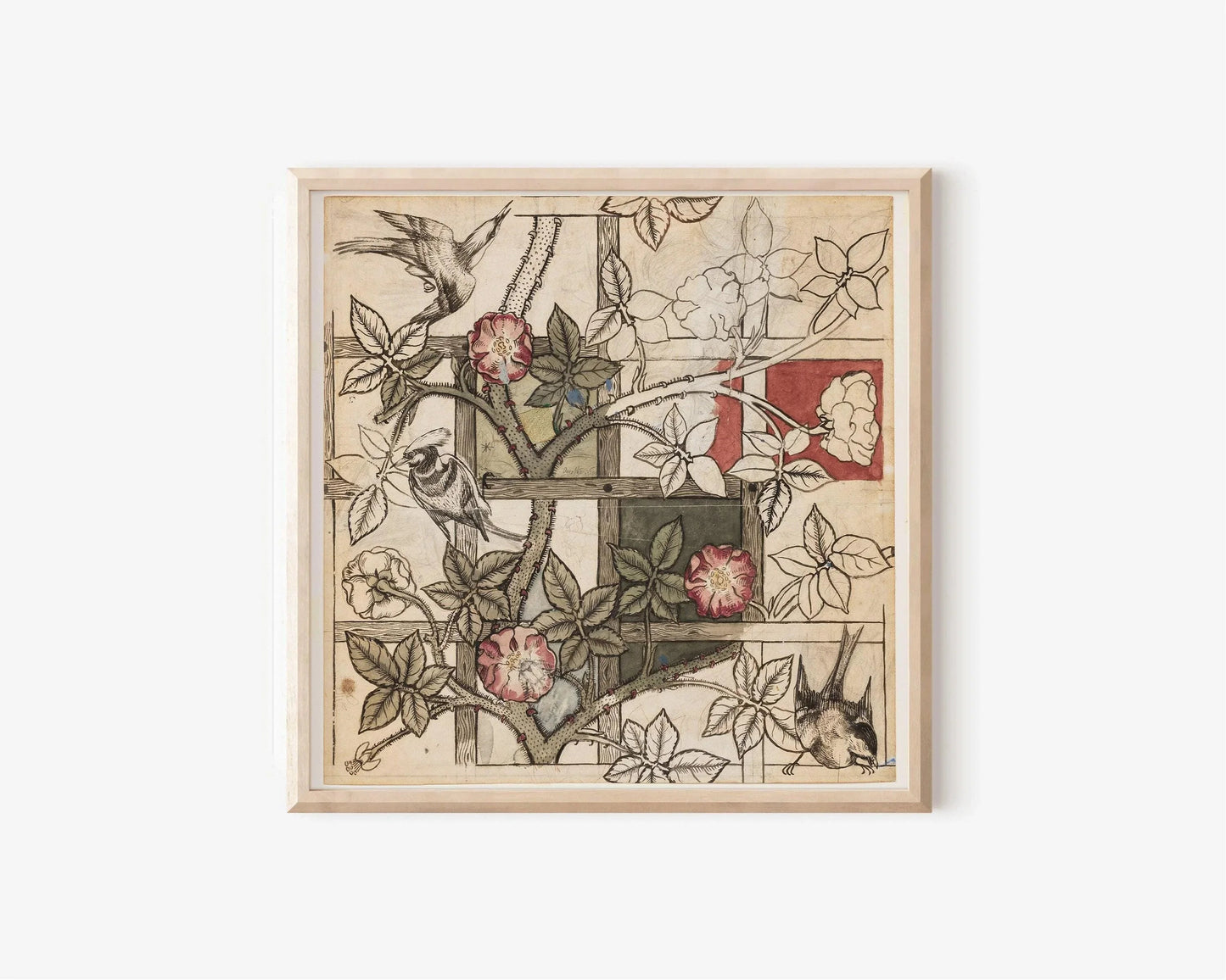 William Morris Trellis Print: Vintage Botanical Floral Art