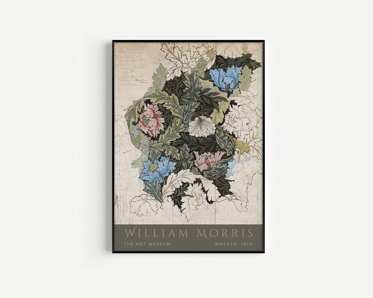 William Morris Wreath Print: Vintage Botanical Art Poster